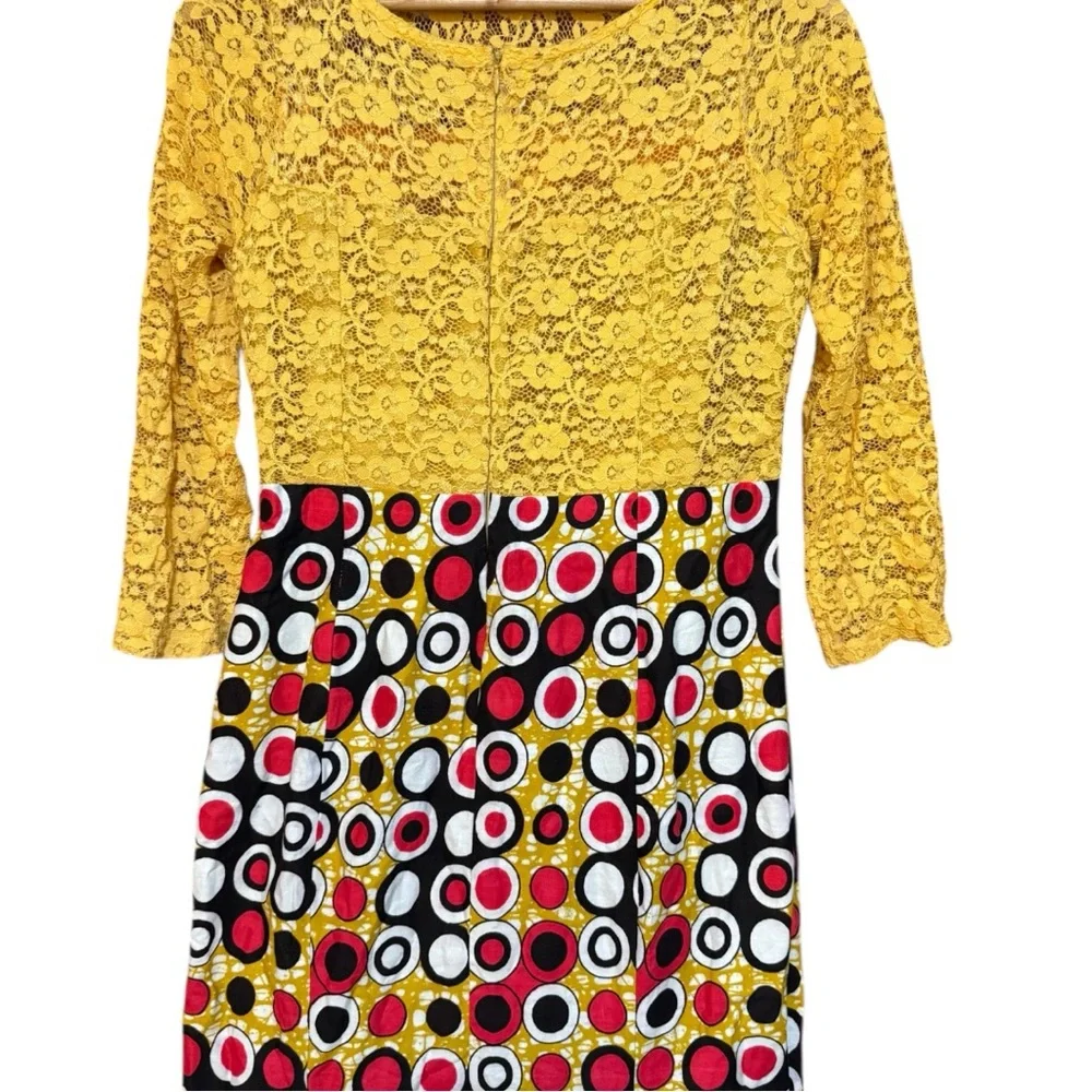 Vintage Geometric Circle & Lace Maxi Dress - Picture 4 of 8